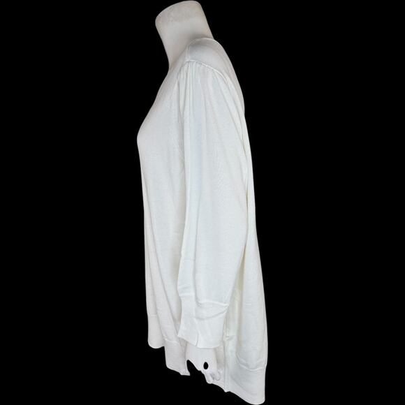 Belle by Kim Gravel Puff Sleeve V-Neck Sweater Cream Cotton Rayon 2X NWOT - Picture 2 of 13